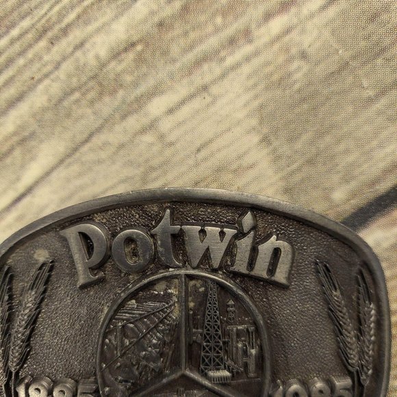 Potwin KS Belt Buckle Vintage Centennial 1985 Cow - Picture 2 of 6
